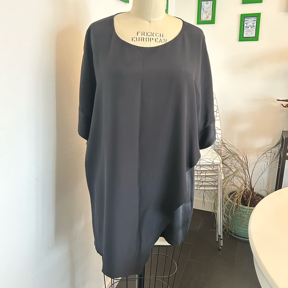 Black Silk Asymmetrical Blouse